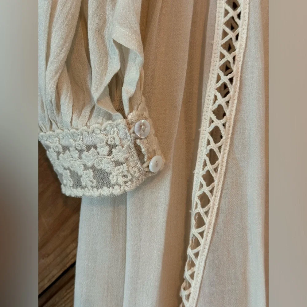 NWT Spell & the Gypsy Le Gauze Lace duster Small new off white dress wedding - Picture 11 of 17